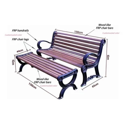Park Chair (FRP) Glasfaserstühle, korrosionsbeständige Outdoor-Stuhlfarbe ist optional, glasfaserverstärkter Kunststoffstuhl, einfach zu montieren, mit Armlehne